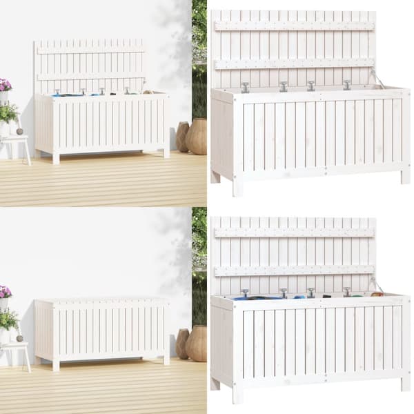 Säilytyslaatikko valkoinen 115x49x60 cm täysi mänty - Säilytyslaatikko Ulos - Puiset Säilytyslaatikot - Home & Living