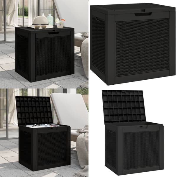 Opbevaringskasse til haven 55,5x43x53 cm polypropylen sort - Havekasse - Havekasser - Home & Living