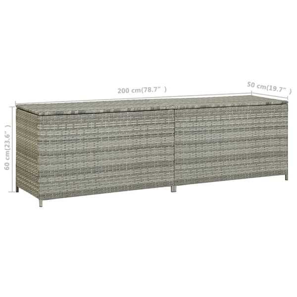 Puutarhan säilytyslaatikko polyrottinki 200x50x60 cm harmaa - Varastoarkku - Varastoarkut - Home & Living