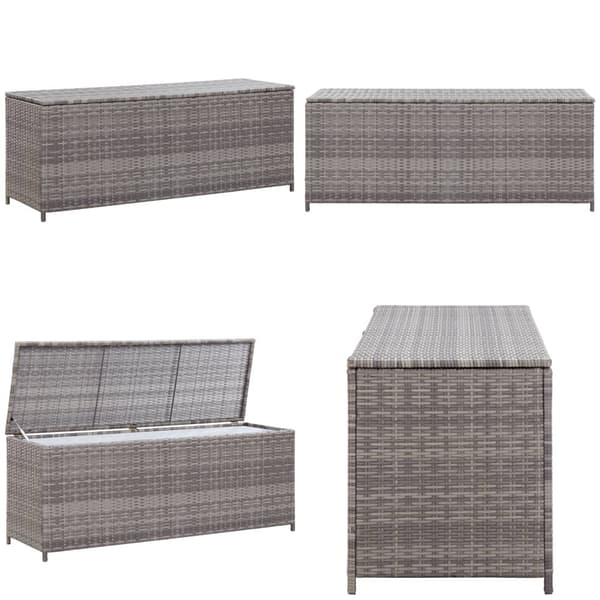 Puutarhan säilytyslaatikko harmaa 120x50x60 cm polyrottinki - Varastoarkku - Varastoarkut - Home & Living