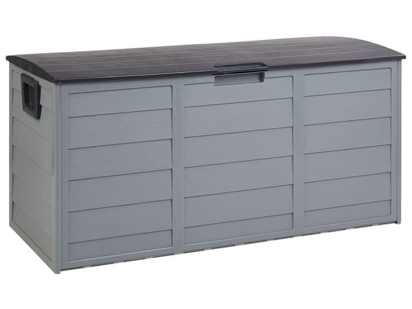 Ulkosäilytyslaatikko harmaa synteettinen materiaali 112 x 50 x 53 cm pyörillä kahvoilla 245 L moderni tyyli