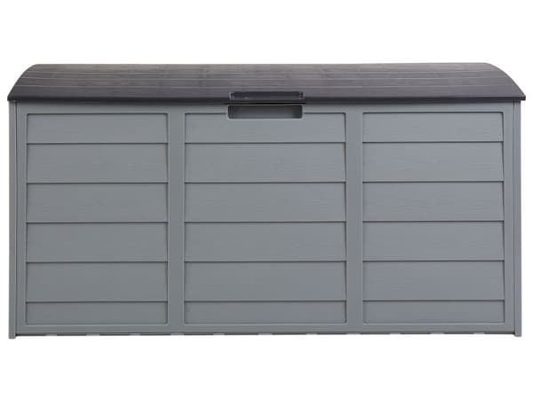 Ulkosäilytyslaatikko harmaa synteettinen materiaali 112 x 50 x 53 cm pyörillä kahvoilla 245 L moderni tyyli