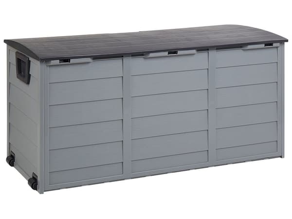 Ulkosäilytyslaatikko harmaa synteettinen materiaali 112 x 50 x 53 cm pyörillä kahvoilla 245 L moderni tyyli