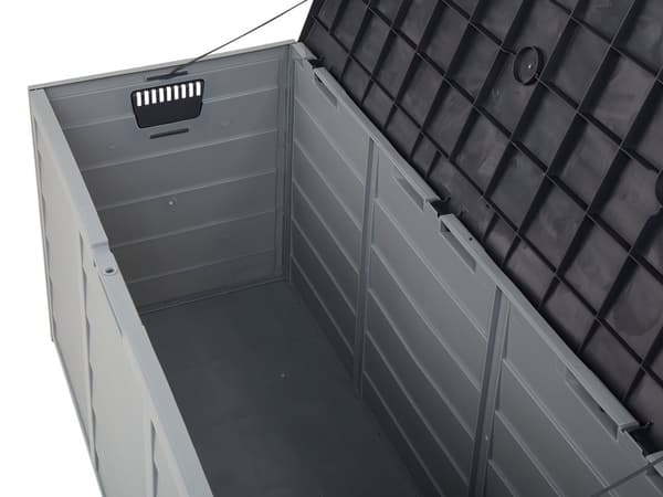 Ulkosäilytyslaatikko harmaa synteettinen materiaali 112 x 50 x 53 cm pyörillä kahvoilla 245 L moderni tyyli