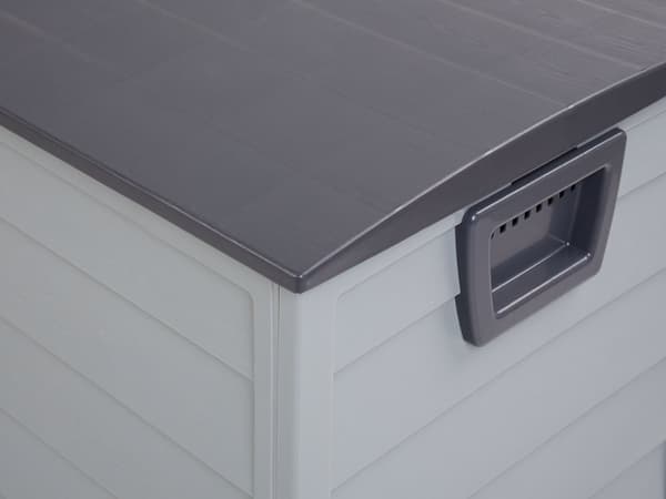 Ulkosäilytyslaatikko harmaa synteettinen materiaali 112 x 50 x 53 cm pyörillä kahvoilla 245 L moderni tyyli