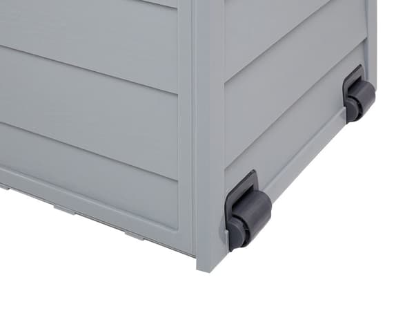 Ulkosäilytyslaatikko harmaa synteettinen materiaali 112 x 50 x 53 cm pyörillä kahvoilla 245 L moderni tyyli