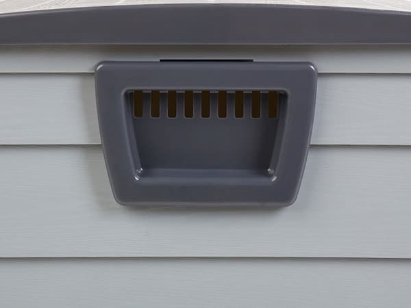 Hageoppbevaringsboks Grå Plast 112 x 50 cm med Håndtak Hjul Utendørs Verktøykasse