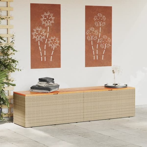 vidaXL Puutarhan säilytyslaatikko beige 220x50x54 cm polyrottinki