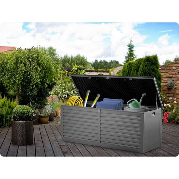 Trädgårdslåda 143 x 57 x 53,5 cm 390 liter svart och grå