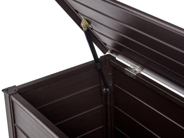 Hyndeboks Brun Aluminium 100 cm Vandtæt Opbevaringsboks Udendørs Opbevaring til Hynder Opbevaringscontainer til Altan Isoleret Hyndekasse