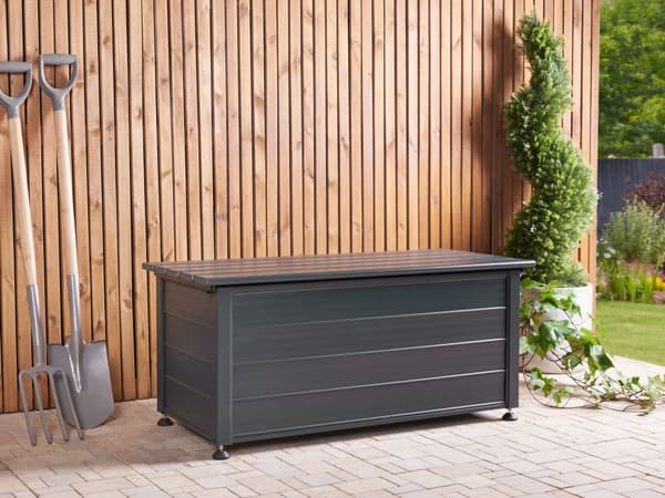 Hyndeboks Mørkegrå Aluminium 100 cm Vandtæt Opbevaringsboks Udendørs Opbevaring til Hynder Opbevaringscontainer til Altan Isoleret Hyndekasse