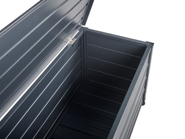 Hyndeboks Mørkegrå Aluminium 100 cm Vandtæt Opbevaringsboks Udendørs Opbevaring til Hynder Opbevaringscontainer til Altan Isoleret Hyndekasse