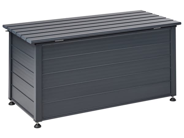 Hyndeboks Mørkegrå Aluminium 100 cm Vandtæt Opbevaringsboks Udendørs Opbevaring til Hynder Opbevaringscontainer til Altan Isoleret Hyndekasse