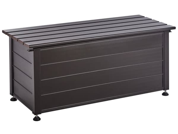 Trädgårdsförvaringslåda Mörkbrun Aluminium 113x50 cm Trädgårdsmöbler Förvaring