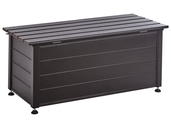 Trädgårdsförvaringslåda Mörkbrun Aluminium 113x50 cm Trädgårdsmöbler Förvaring