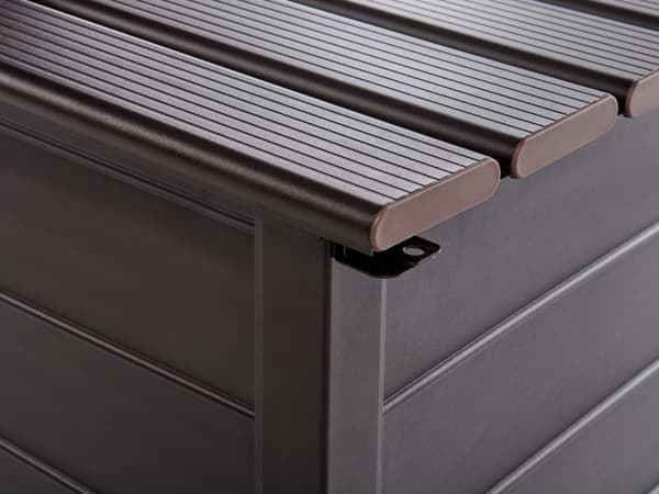 Trädgårdsförvaringslåda Mörkbrun Aluminium 113x50 cm Trädgårdsmöbler Förvaring