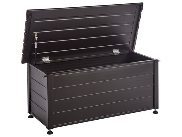 Trädgårdsförvaringslåda Mörkbrun Aluminium 113x50 cm Trädgårdsmöbler Förvaring