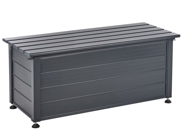 Trädgårdsförvaringslåda Mörkgrå Aluminium 113x50 cm Trädgårdsmöbler Förvaring