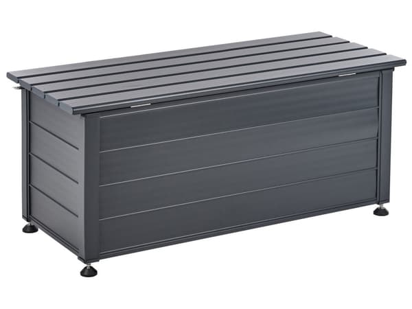Trädgårdsförvaringslåda Mörkgrå Aluminium 113x50 cm Trädgårdsmöbler Förvaring