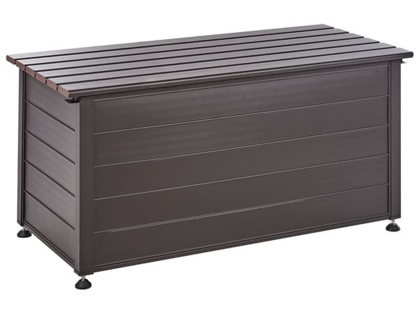Trädgårdsförvaringslåda Mörkbrun Aluminium 123x60 cm Trädgårdsmöbler Förvaring
