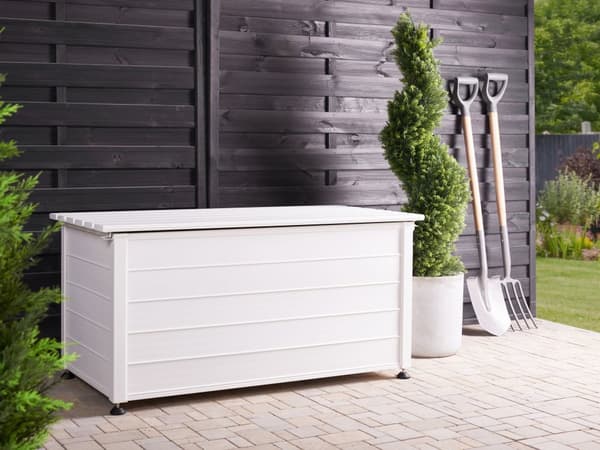 Putekasse Hvit Aluminium 123 x 60 cm 330 L Vind- og vanntett Oppbevaringsboks Hageutstyr Utemøbler