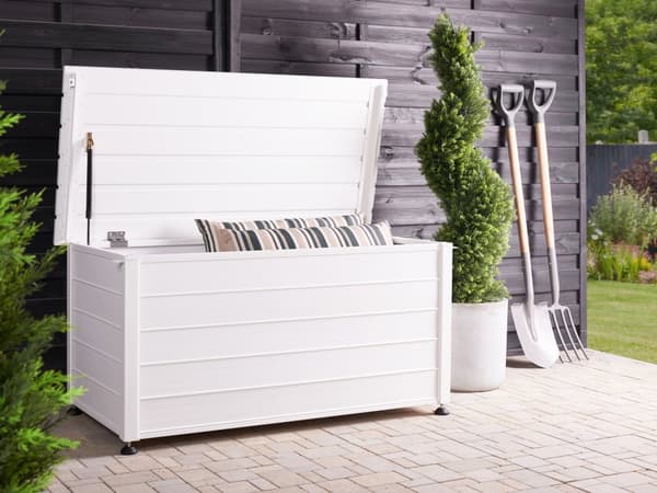 Putekasse Hvit Aluminium 123 x 60 cm 330 L Vind- og vanntett Oppbevaringsboks Hageutstyr Utemøbler