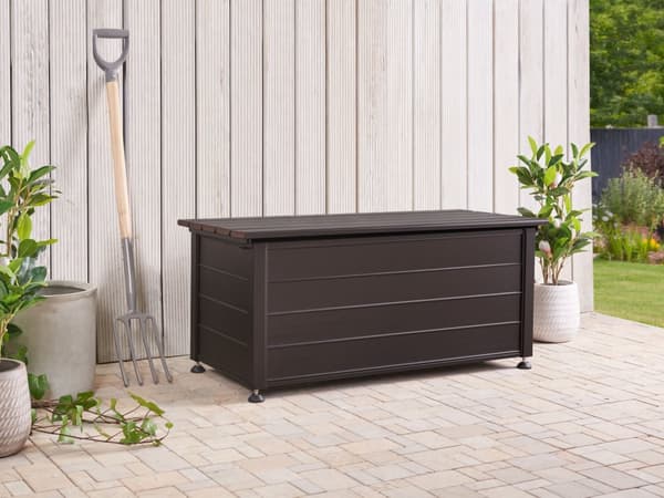 Putekasse Mørkebrun Aluminium 113 x 50 cm 190 L Vind- og vanntett Oppbevaringsboks Hageutstyr Utemøbler
