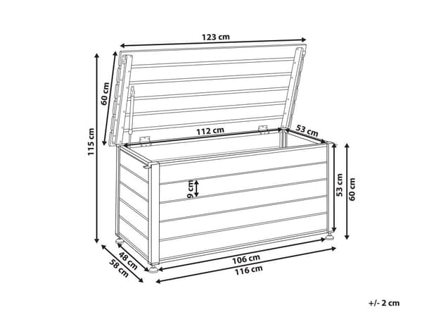 Putekasse Mørkebrun Aluminium 123 x 60 cm 330 L Vind- og vanntett Oppbevaringsboks Hageutstyr Utemøbler