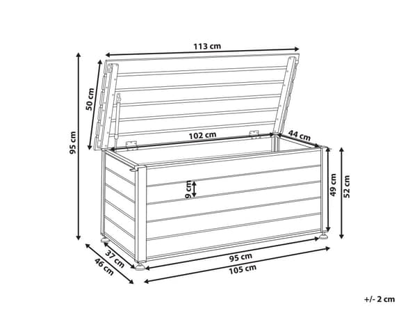 Putekasse Hvit Aluminium 113 x 50 cm 190 L Vind- og vanntett Oppbevaringsboks Hageutstyr Utemøbler