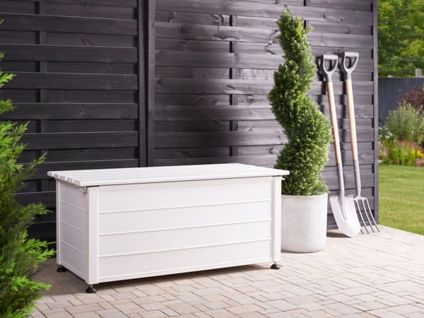 Putekasse Hvit Aluminium 113 x 50 cm 190 L Vind- og vanntett Oppbevaringsboks Hageutstyr Utemøbler