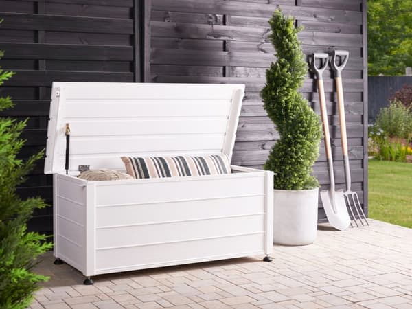 Putekasse Hvit Aluminium 113 x 50 cm 190 L Vind- og vanntett Oppbevaringsboks Hageutstyr Utemøbler