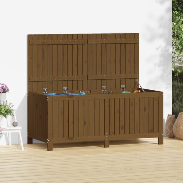 Förvaringslåda honungsbrun 147x68x64 cm massiv furu