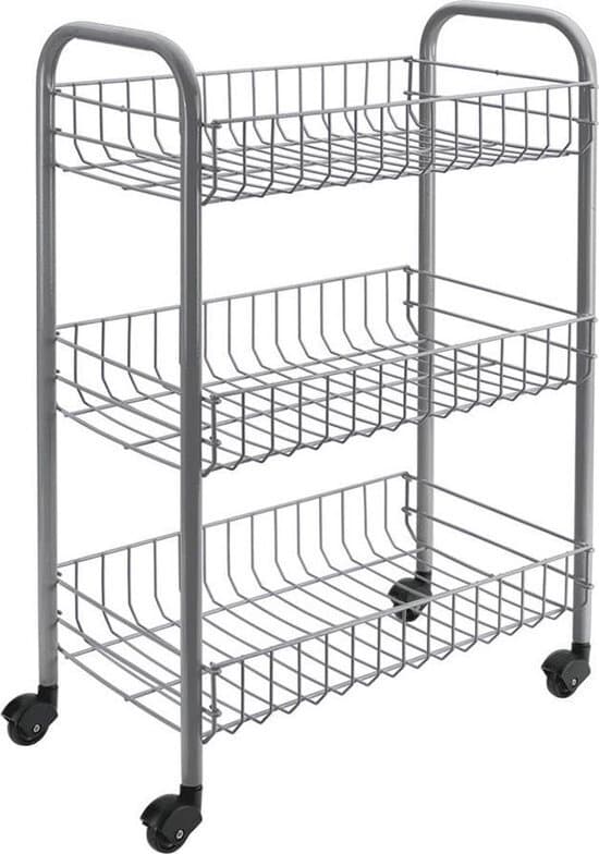 Tomado-Metaltex Siena køkkenvogn med hjul 41x23x63 cm Sølv