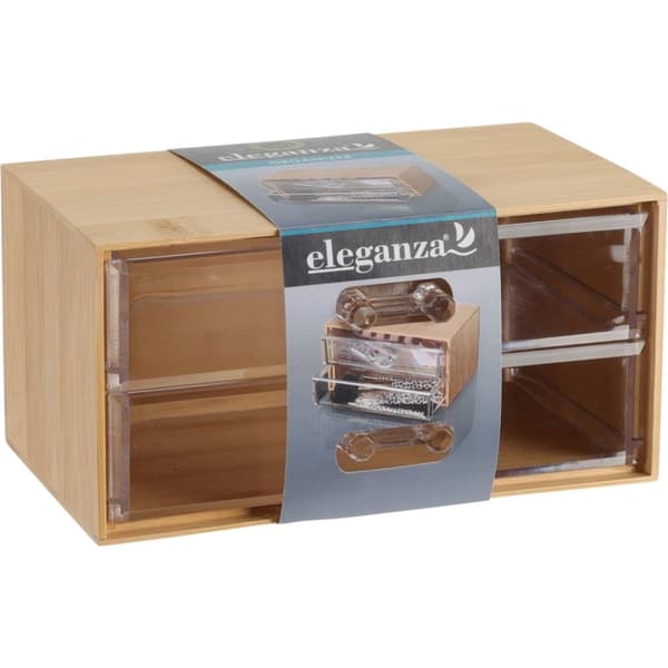 Eleganza Bamboo Organizer med 2 lådor 18,5x11,5x9,3 cm