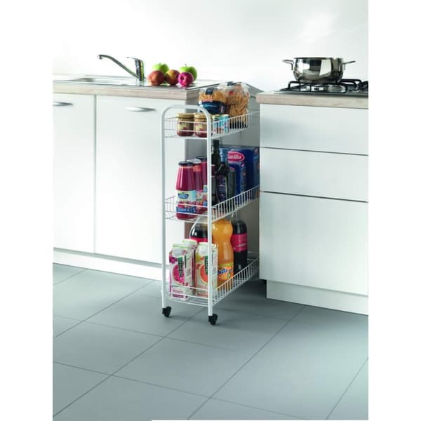 Tomado-Metaltex Slim Köksvagn med Hjul 23x56x84 cm Vit