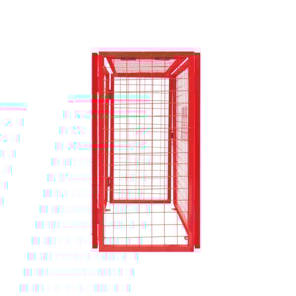 Fällbar gasflaskhållare | RÖD | Optimal säkerhet och ventilation | Slitstarkt stålnät | 2 hänglås med 2 nycklar ingår | Kompakt och vikbar design.
