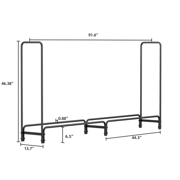 Ulkoinen polttopuiden teline, säädettävä pituus 8FT/12FT, kestävä metallirakenne,Musta 8ft