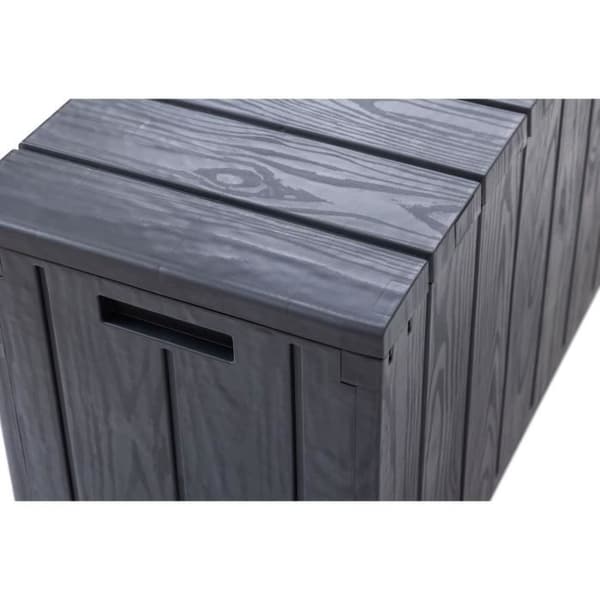 Trädgårdskista / KETER robust och låsbar bänk i resin 270L 117,5x45x56 cm antracitgrå