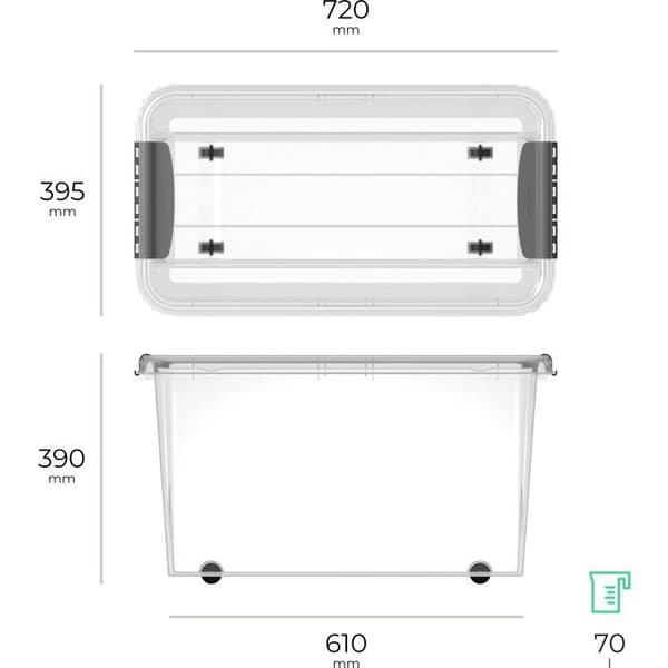 Siguro Pro Box 70 l, 39,5 × 39 × 72 cm Transparent