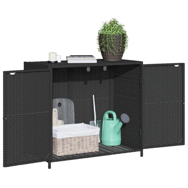 Trädgårdsskåp svart 83x45x76 cm konstrotting