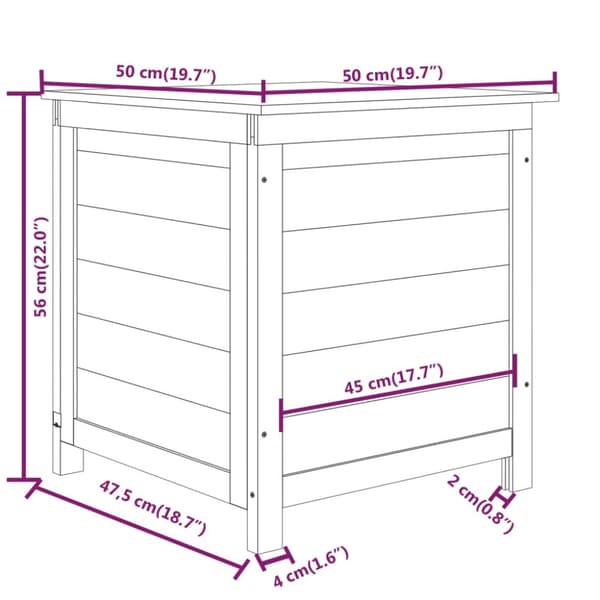 Dynbox för trädgården 50x50x56 cm massivt granträ