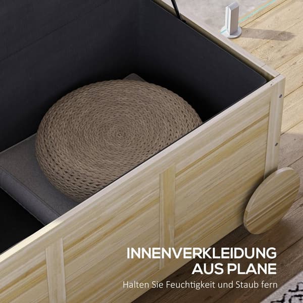 Rootz 185L udendørs opbevaringsboks - Vejrbestandig arrangør - Træbryst - Siddepladser - 110 x 50 x 50 cm
