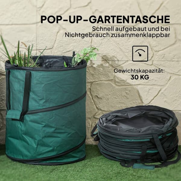 ROOTZ 2X160L Haveaffaldsposer - Bladposer - Gårdoprydningsposer - Vandtæt Oxford -stof - Ø55 x 65 timer cm