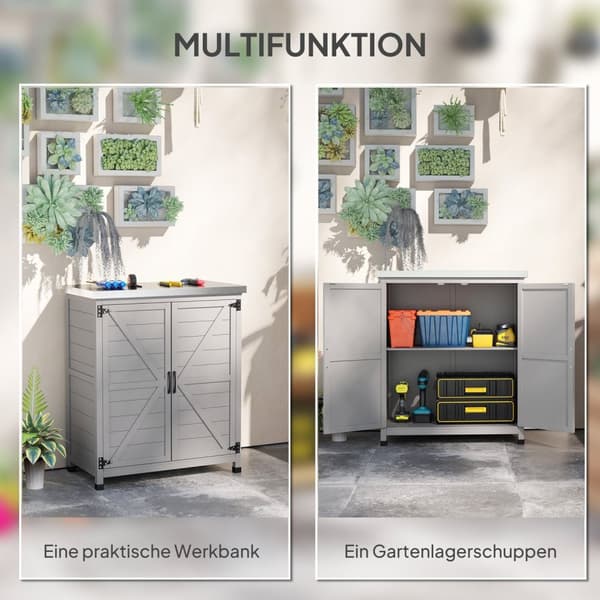 Rootz Garden Cabinet - Tool Cabinet - Udendørs opbevaringsskab - Vand & slidbestandigt - 79 cm x 43 cm x 92 cm