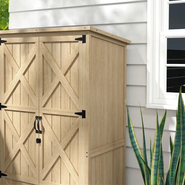 Rootz Garden Cabinet - Opbevaring af udendørs værktøj - Vejrbestandig skur - UV & fugtighedsbestandig - 90L x 54,5b x 161/168,5h cm