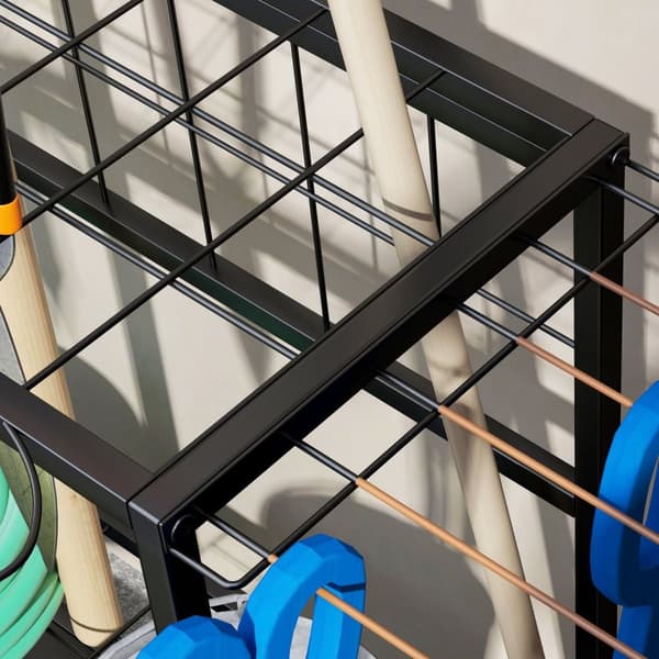 Rootz Garden Tool Storage Frame - Garden Tool Organizer - 3 -trins hylde - Rustresistente metal - 84 cm x 53 cm x 73 cm - Sort