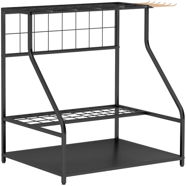 Rootz Garden Tool Storage Frame - Garden Tool Organizer - 3 -trins hylde - Rustresistente metal - 84 cm x 53 cm x 73 cm - Sort