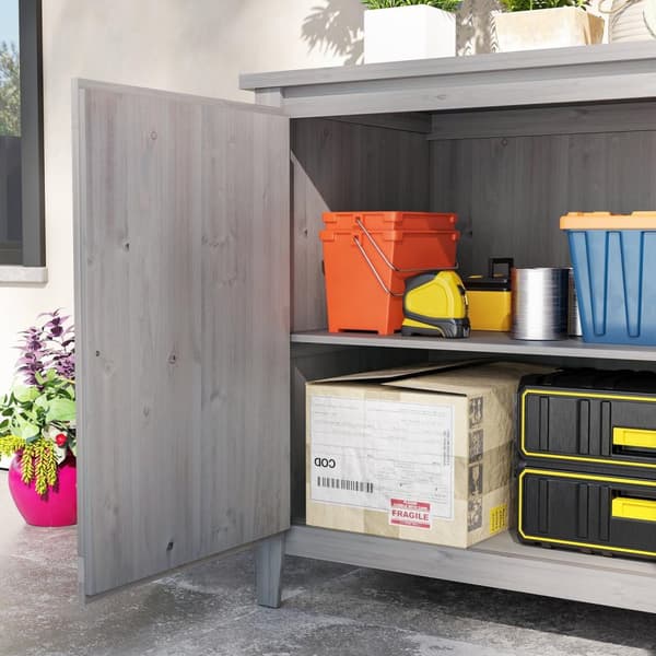 Rootz Wooden Garden Cabinet - Udendørs opbevaringsenhed - Vejrbestandigt værktøjsskur - Barn Design - Grå - 110 cm x 60 cm x 88,5 cm