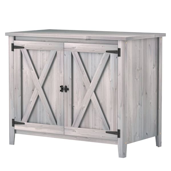 Rootz Wooden Garden Cabinet - Udendørs opbevaringsenhed - Vejrbestandigt værktøjsskur - Barn Design - Grå - 110 cm x 60 cm x 88,5 cm