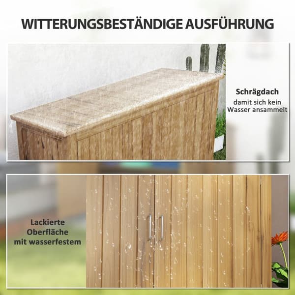 Rootz Wooden Garden -kaappi - Varastointi Rinta - Työkalun järjestäjä - Säänkestävä muotoilu - 110 cm x 50 cm x 85 cm